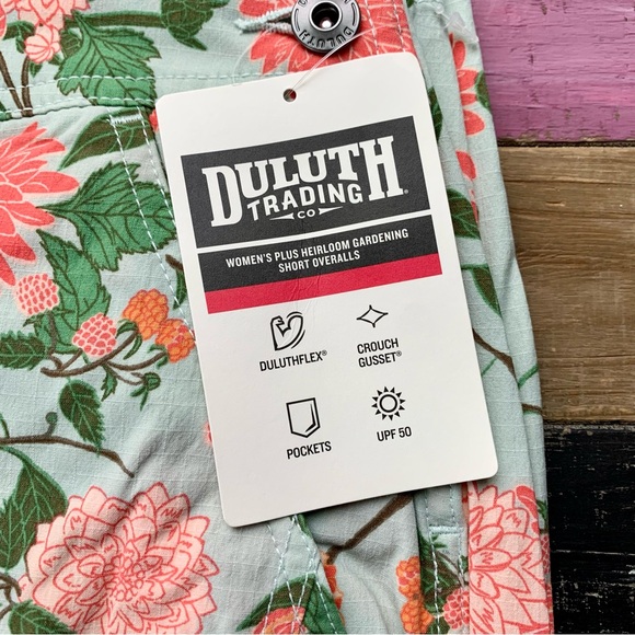 NWT 3X Duluth Heirloom Gardening Short
Overalls Mint Summer Dahlia Bibs Floral - Picture 4 of 9